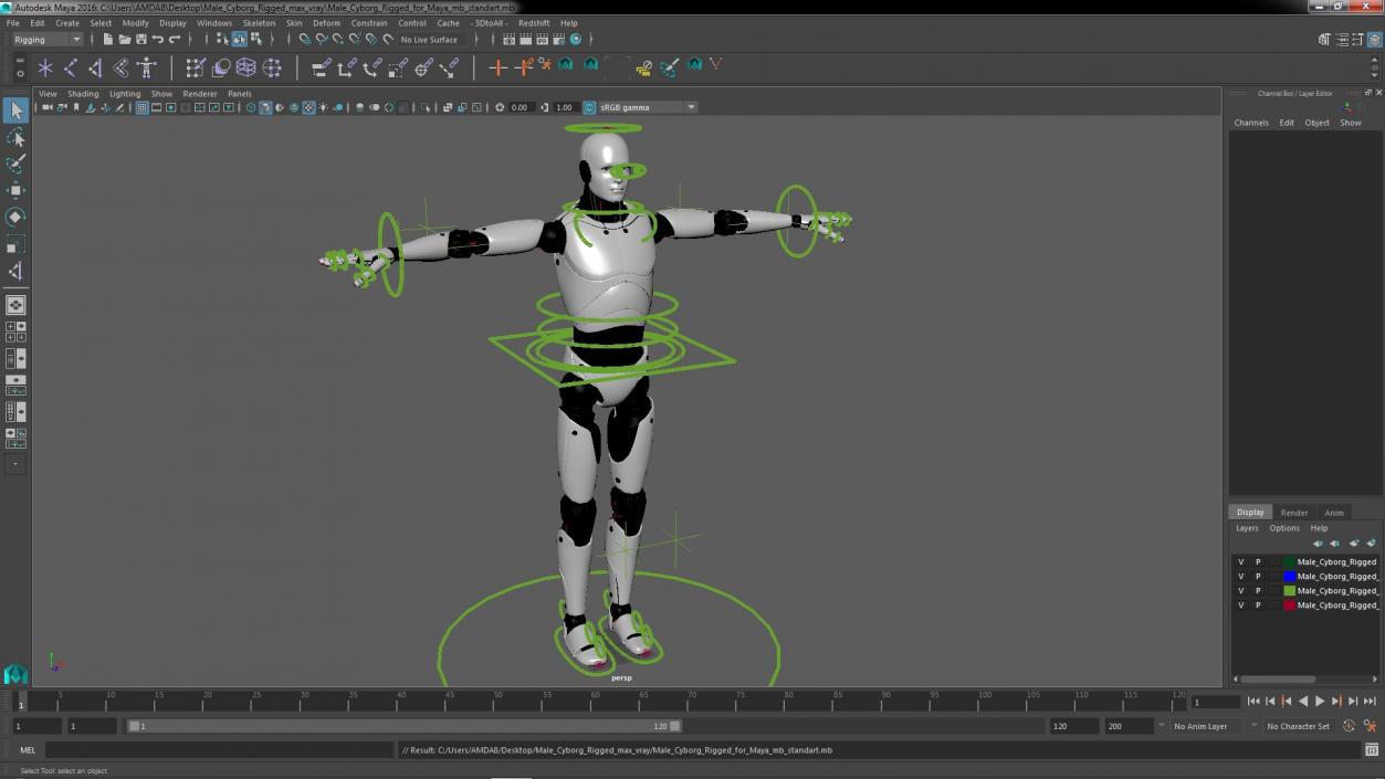 Male Cyborg Rigged for Maya 3D