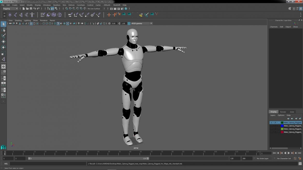 Male Cyborg Rigged for Maya 3D