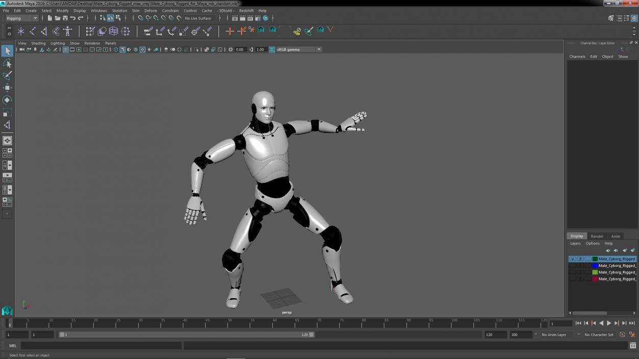 Male Cyborg Rigged for Maya 3D