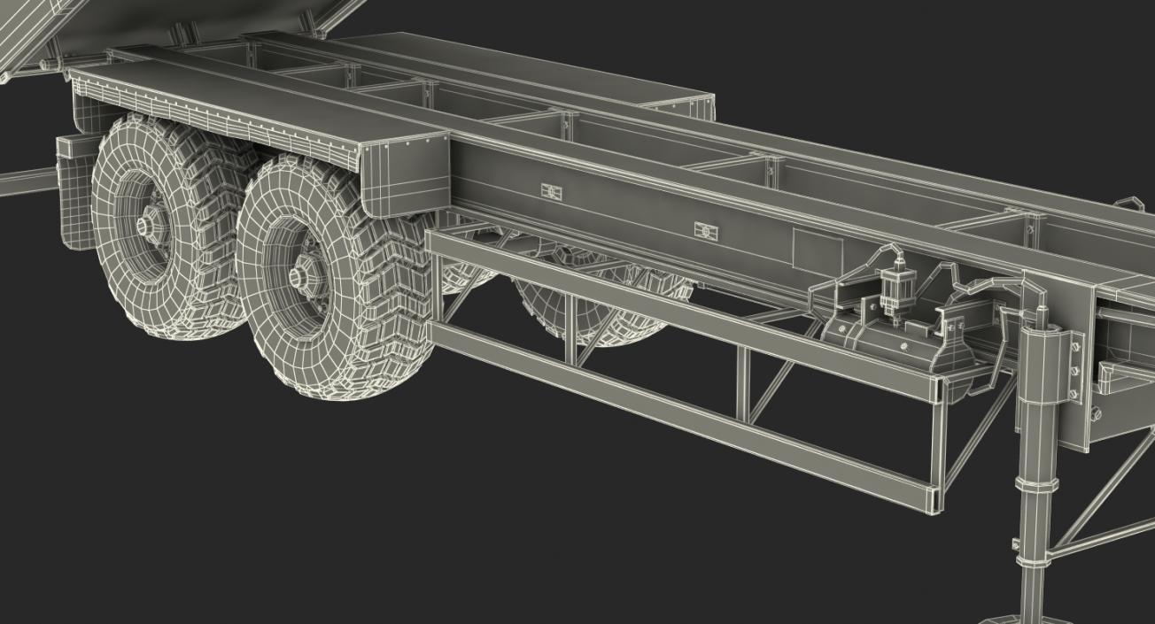 3D Combine Harvester Trailer Dirty Rigged model