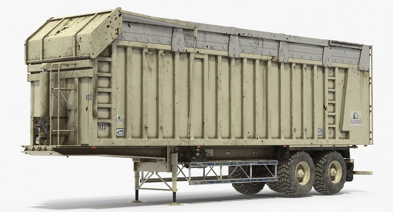 3D Combine Harvester Trailer Dirty Rigged model