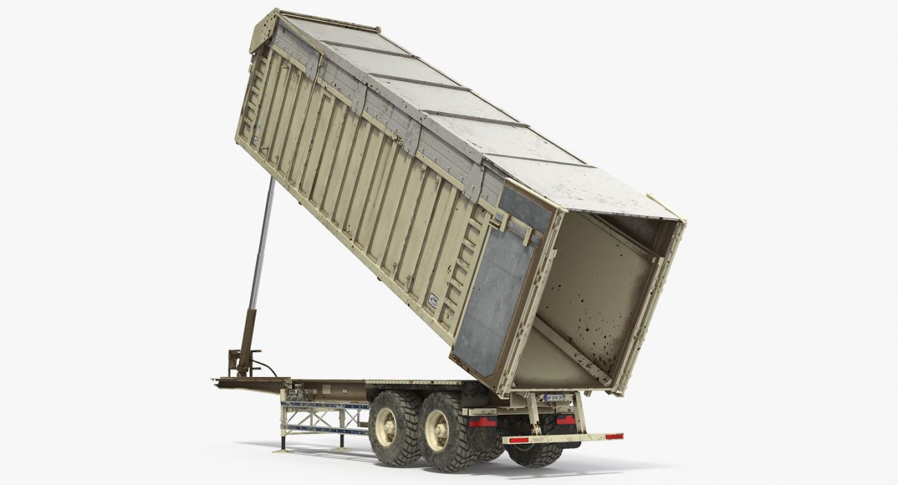 3D Combine Harvester Trailer Dirty Rigged model