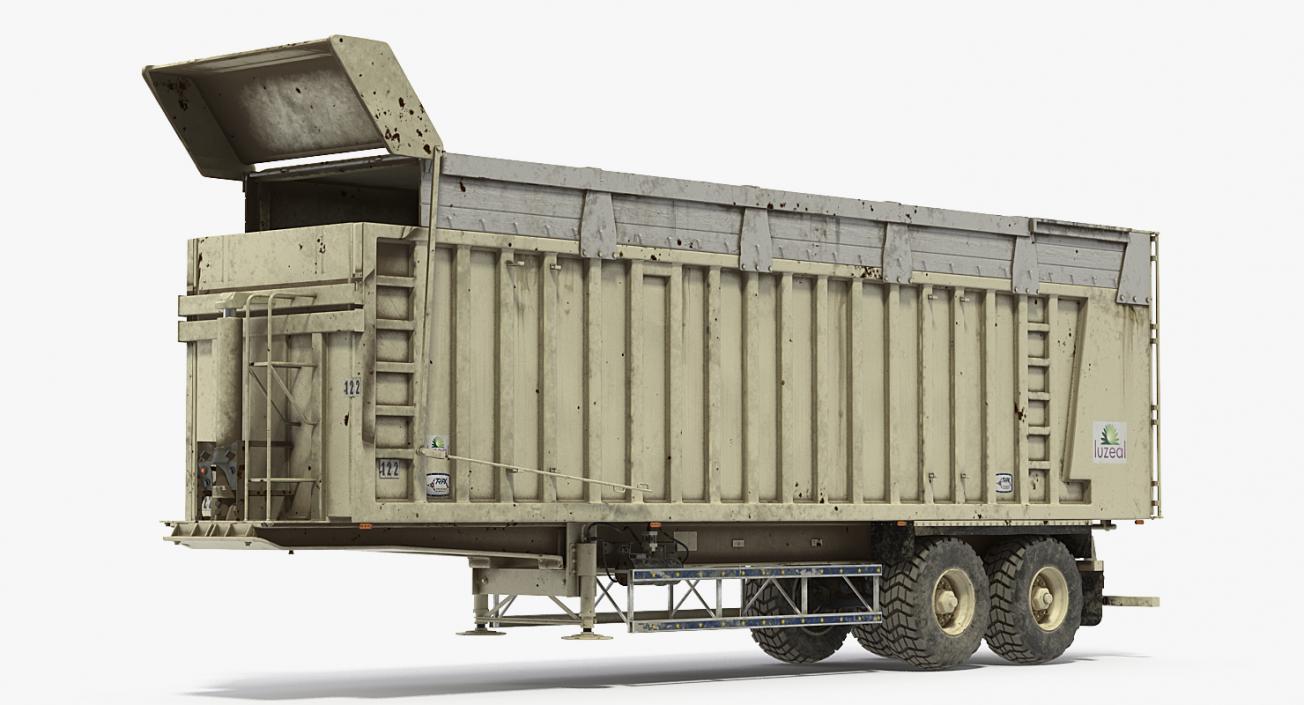 3D Combine Harvester Trailer Dirty Rigged model