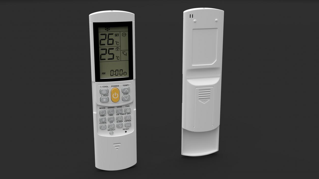 3D Air Conditioner Remote Control White