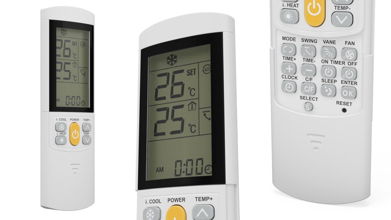 3D Air Conditioner Remote Control White