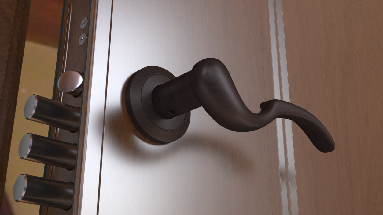 3D model Dark Bronze Curly Door Handles