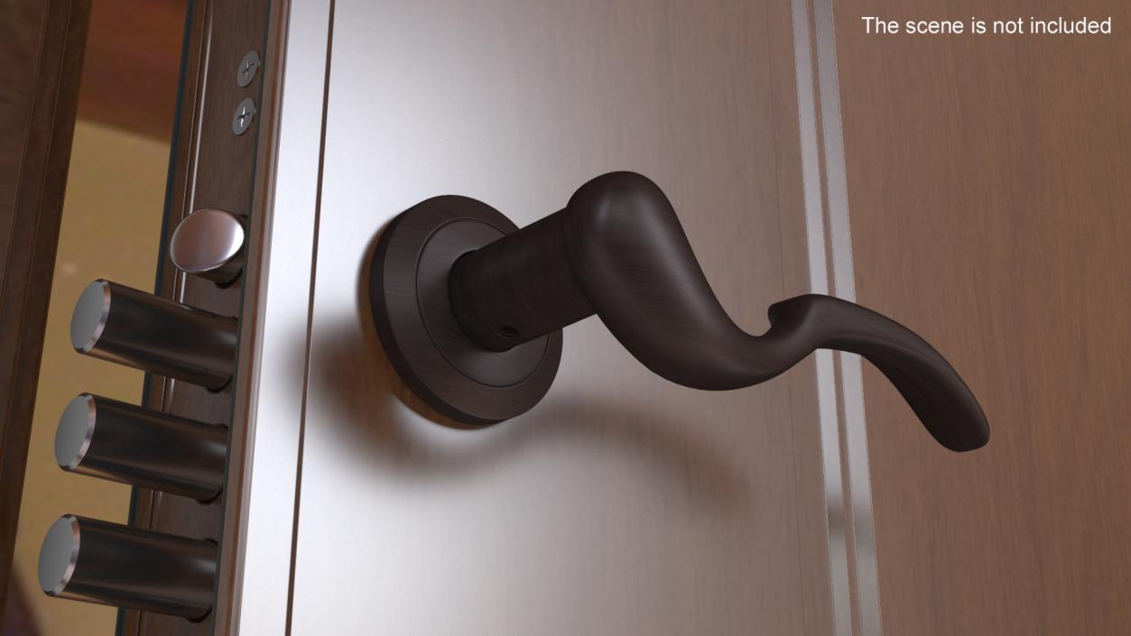 3D model Dark Bronze Curly Door Handles