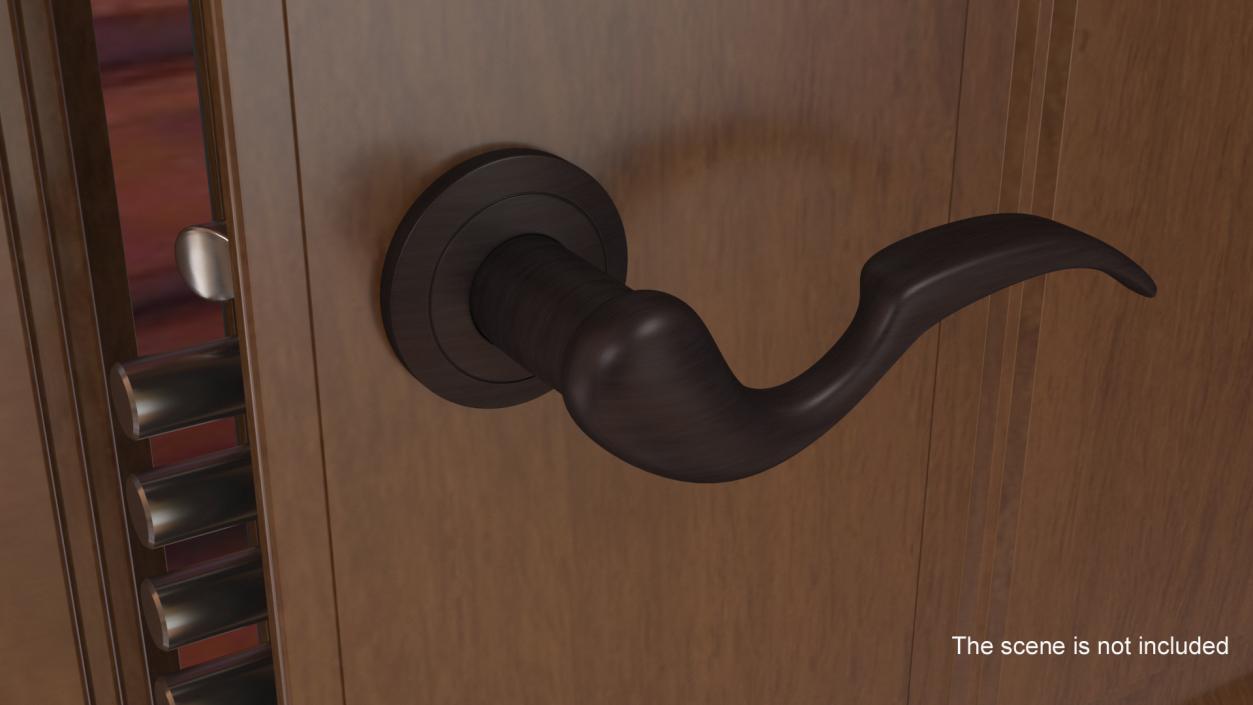 3D model Dark Bronze Curly Door Handles