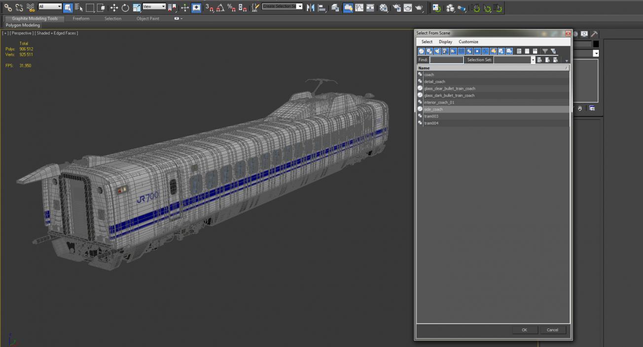 Bullet Train JR700 Passenger Car Japan Railways 3D