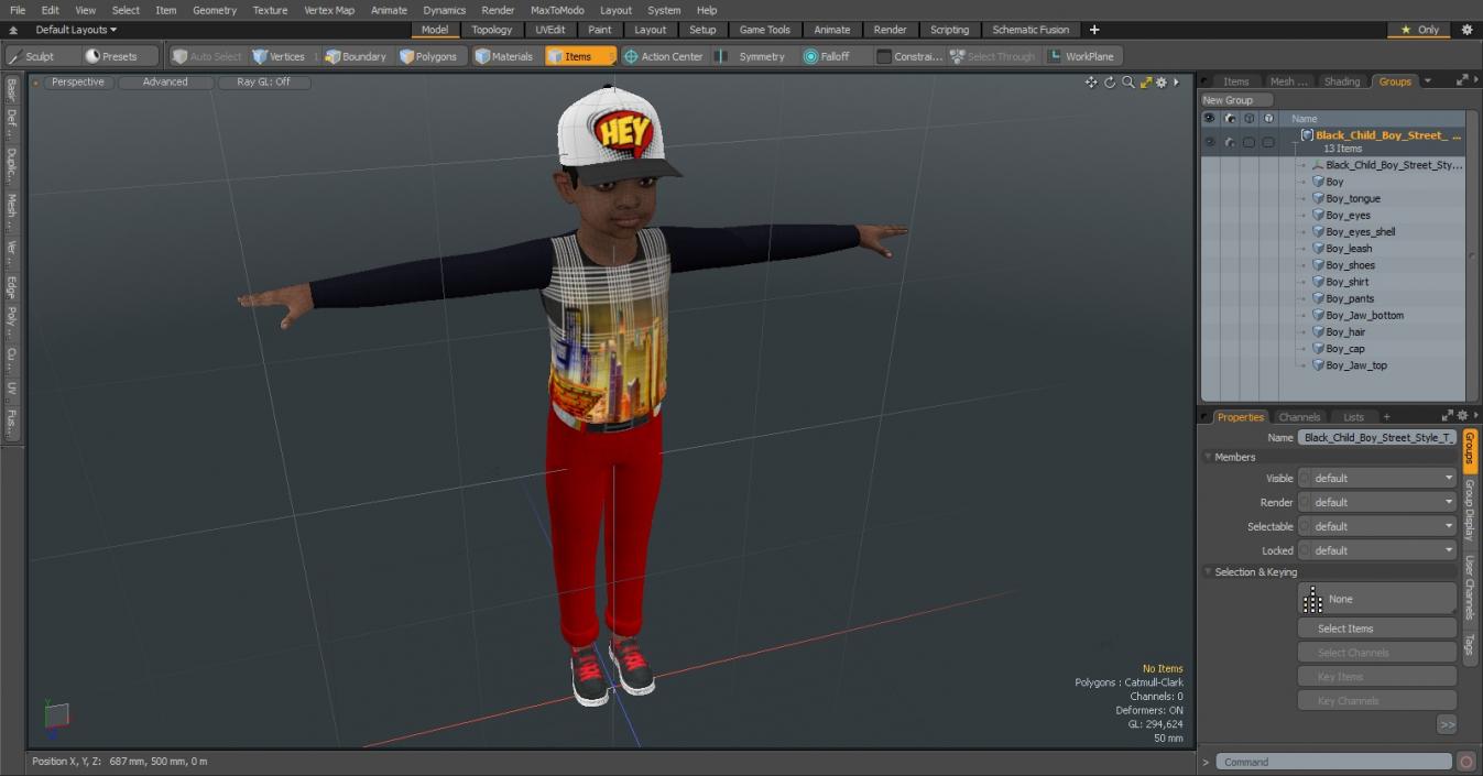 3D model Black Child Boy Street Style T-Pose