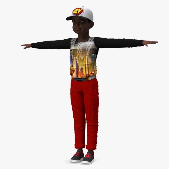 3D model Black Child Boy Street Style T-Pose