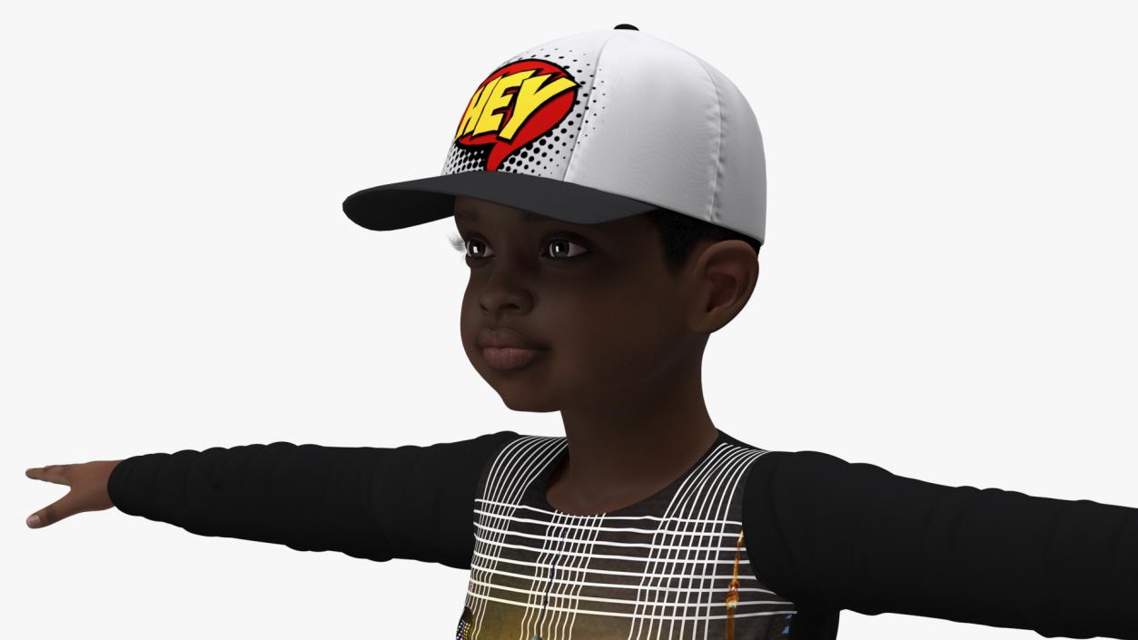 3D model Black Child Boy Street Style T-Pose