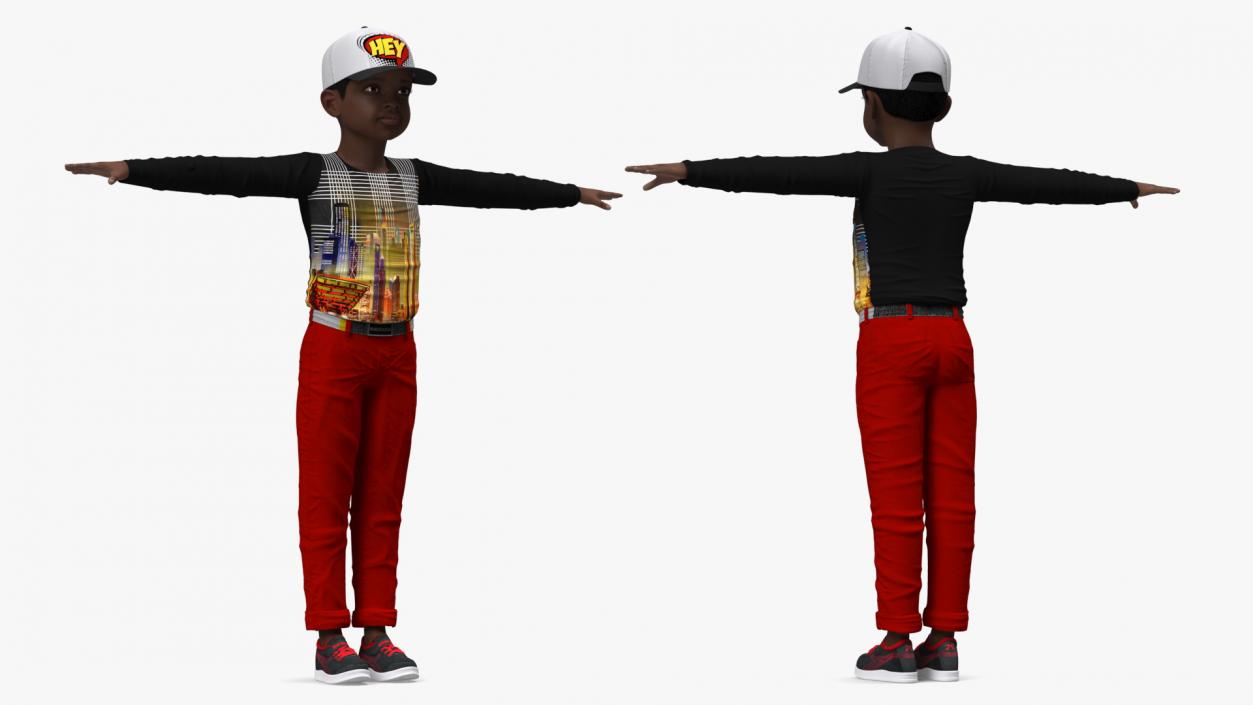 3D model Black Child Boy Street Style T-Pose