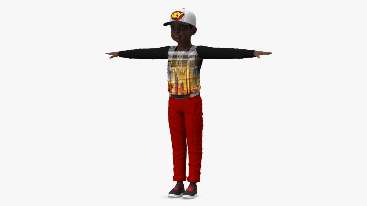 3D model Black Child Boy Street Style T-Pose