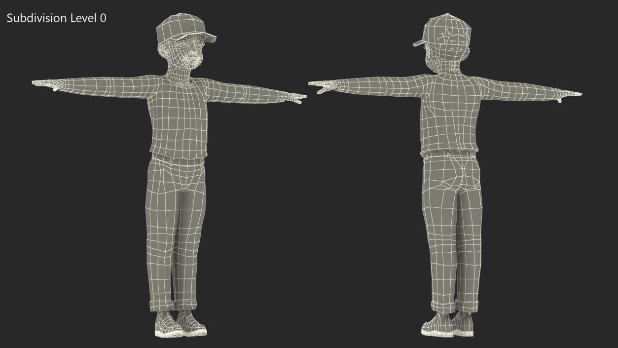 3D model Black Child Boy Street Style T-Pose