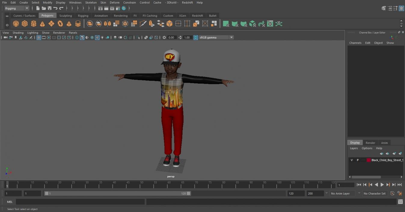 3D model Black Child Boy Street Style T-Pose