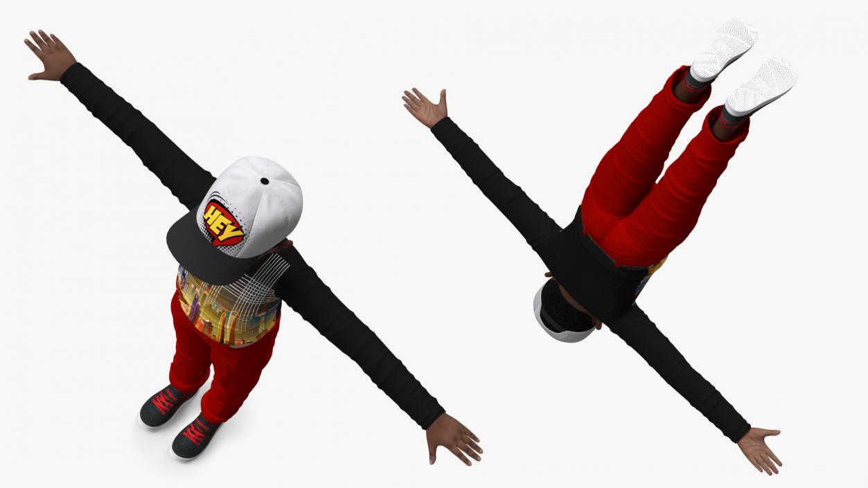 3D model Black Child Boy Street Style T-Pose