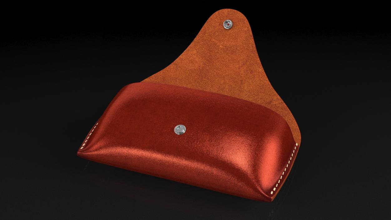 Leather Sunglasses Case Open Brown 3D model