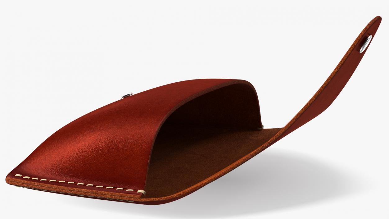 Leather Sunglasses Case Open Brown 3D model