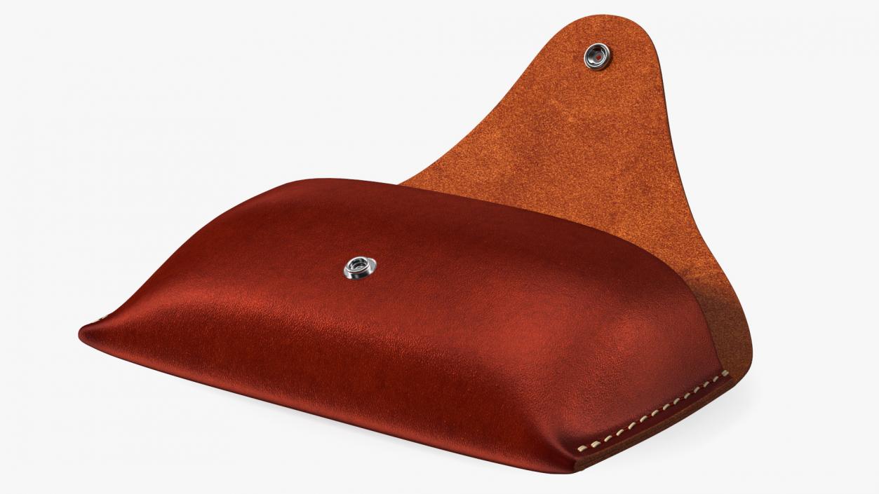 Leather Sunglasses Case Open Brown 3D model