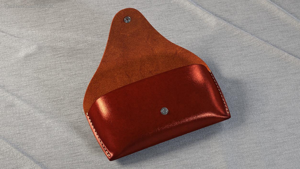 Leather Sunglasses Case Open Brown 3D model