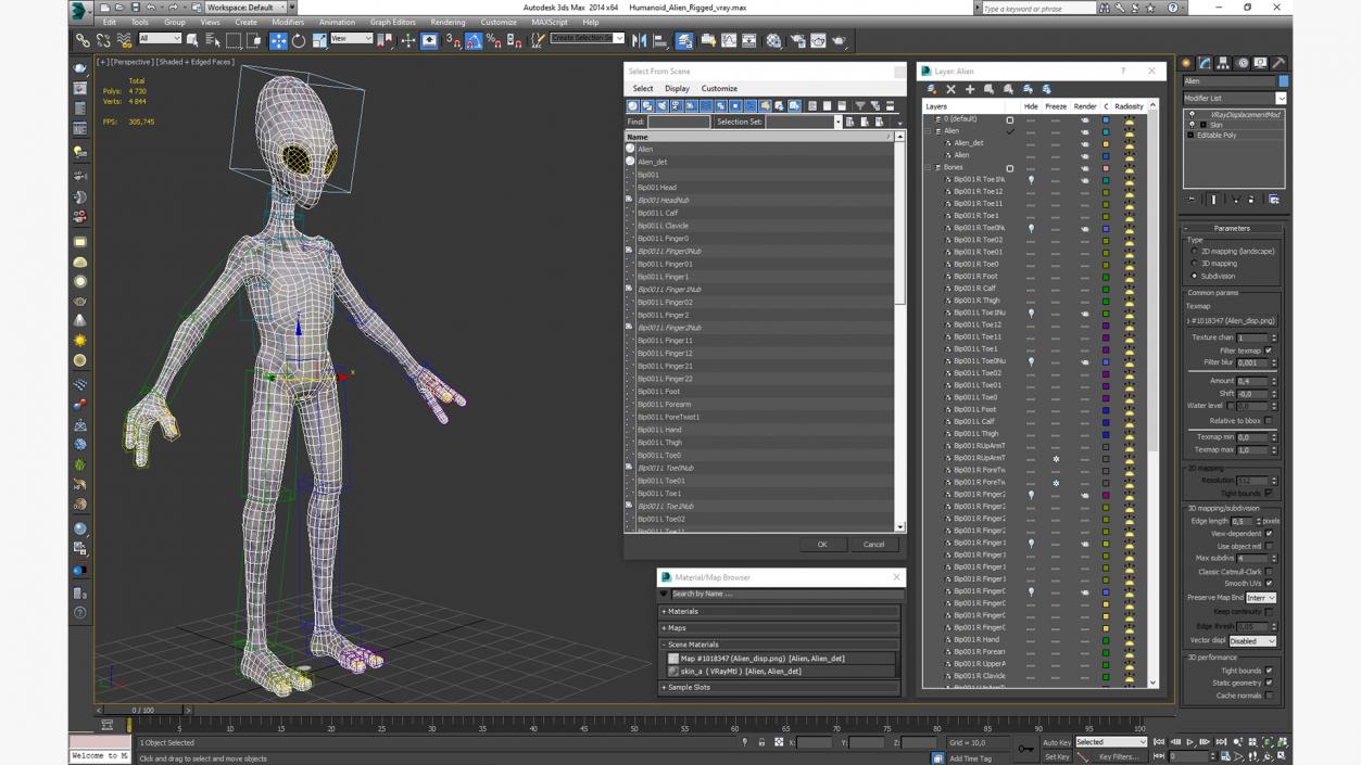 3D Humanoid Alien Rigged