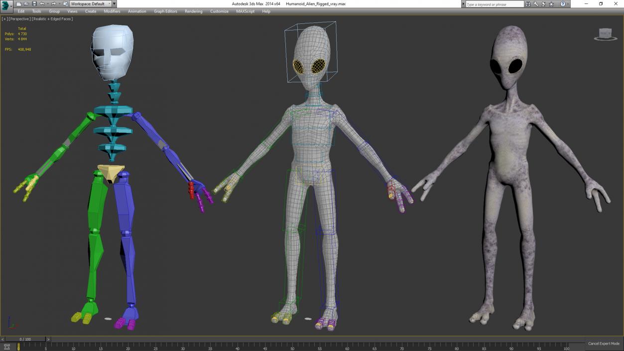 3D Humanoid Alien Rigged