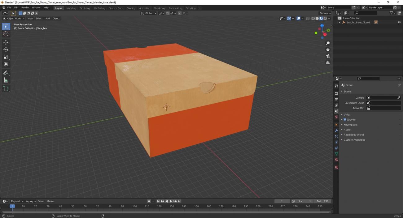 3D model Box for Shoes Closed