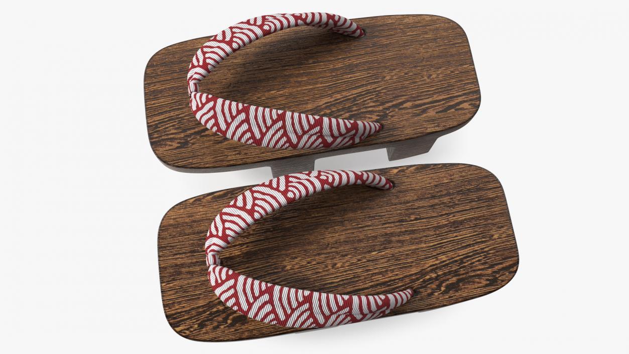 3D Dark Geta Traditional Japanese Clogs