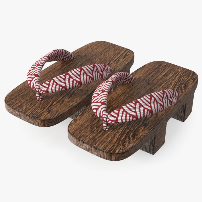 3D Dark Geta Traditional Japanese Clogs