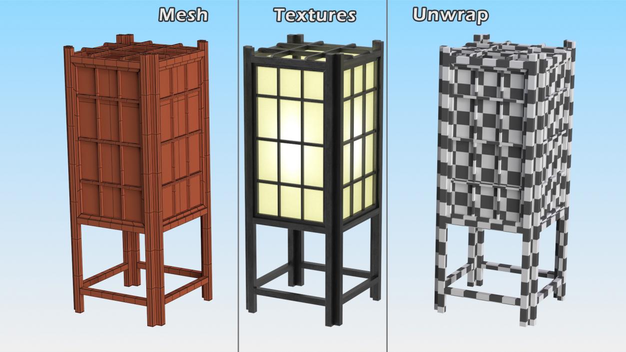 3D Rice Paper Shoji Floor Lantern Night Glow