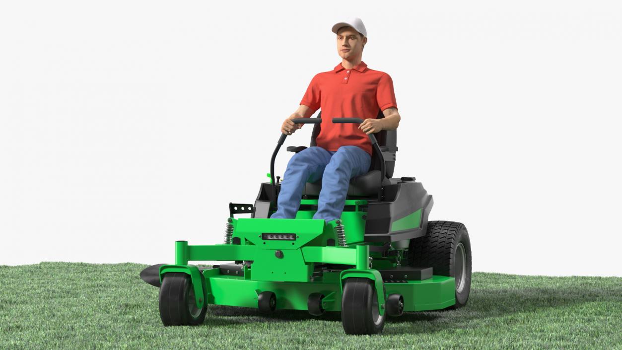 3D Man With Zero Turn Mower Generic Fur