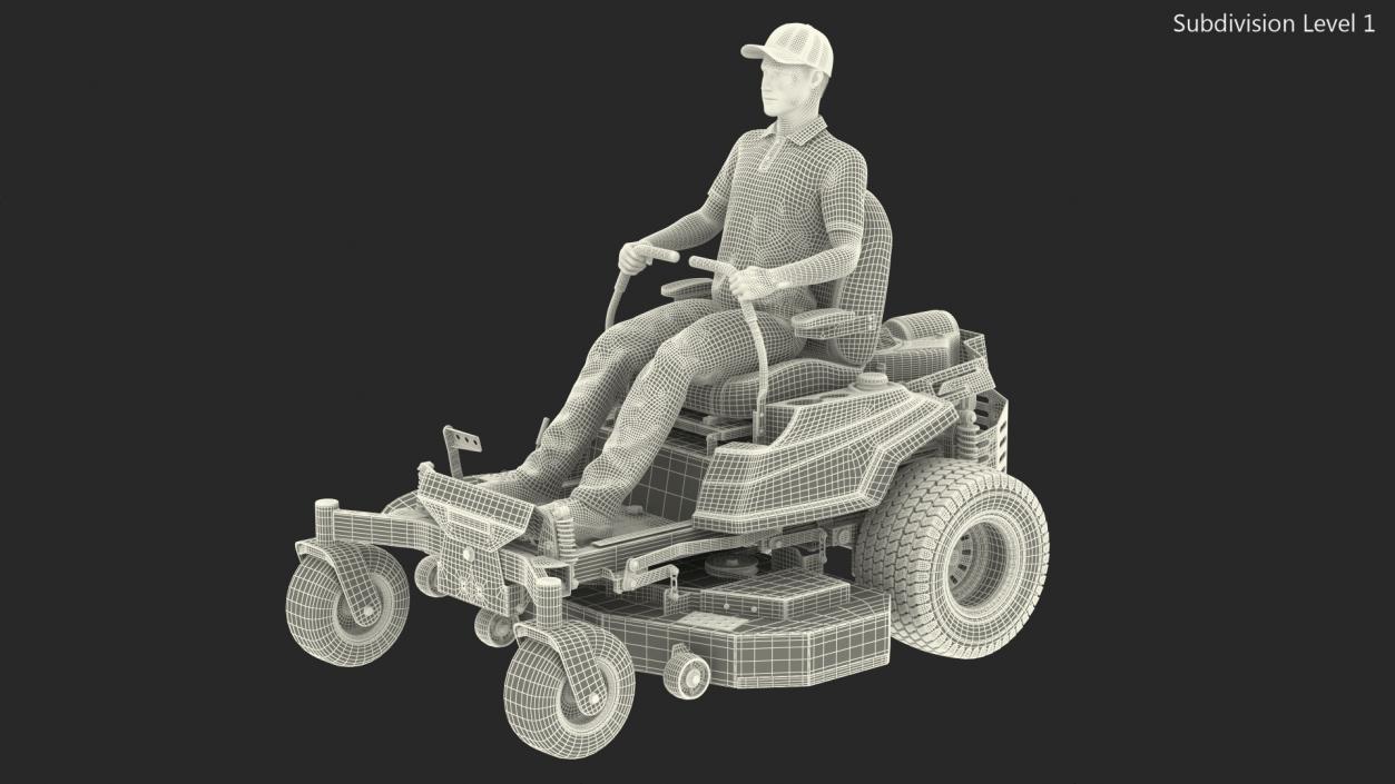 3D Man With Zero Turn Mower Generic Fur