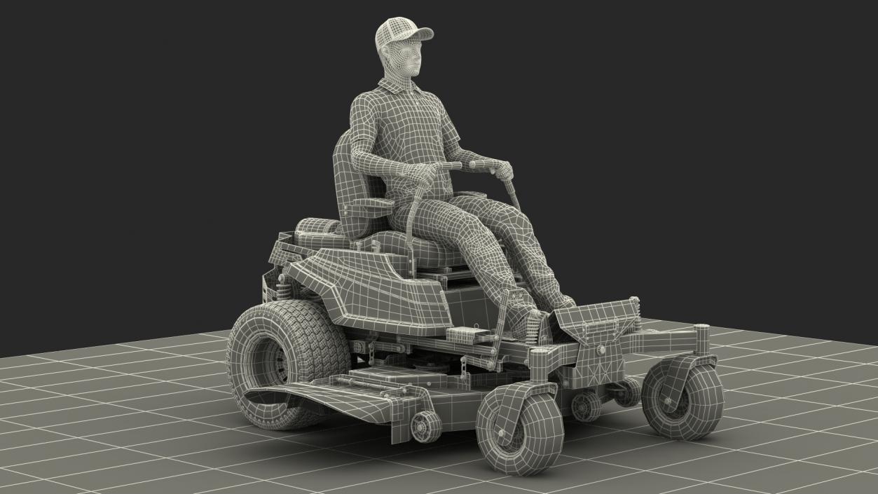 3D Man With Zero Turn Mower Generic Fur