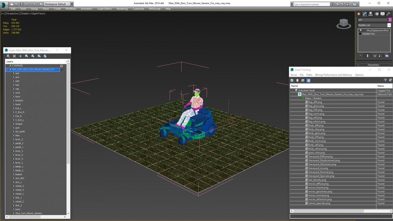 3D Man With Zero Turn Mower Generic Fur