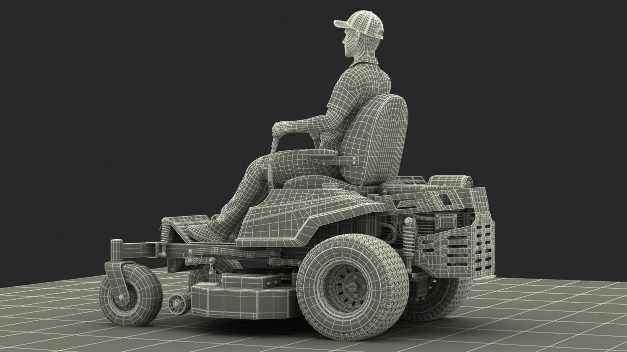 3D Man With Zero Turn Mower Generic Fur