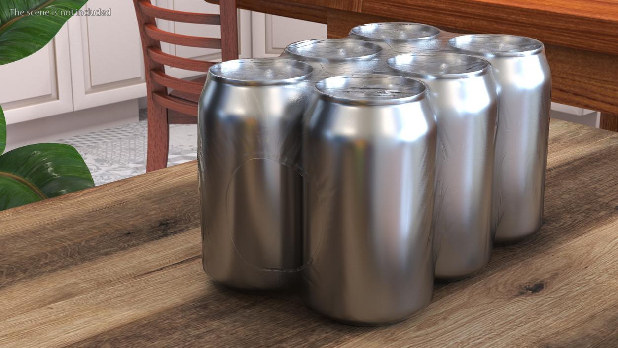 3D model 330ml 6psc Beverage Can Transparent Pack