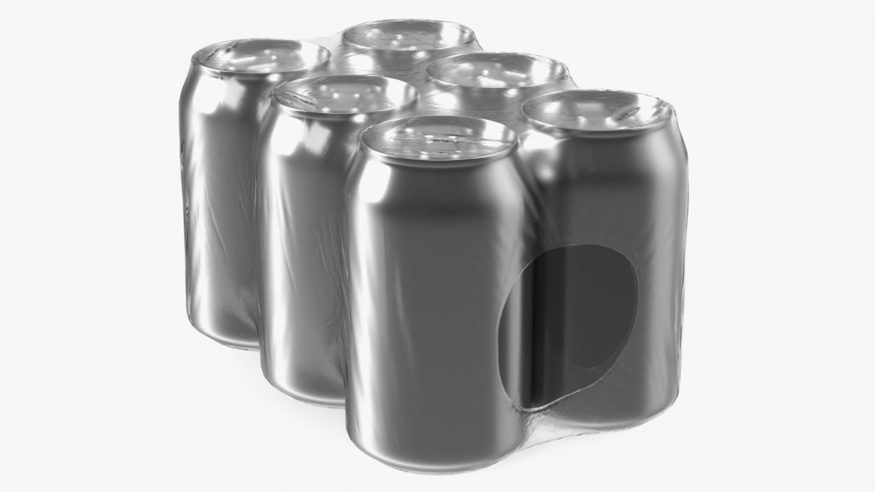 3D model 330ml 6psc Beverage Can Transparent Pack