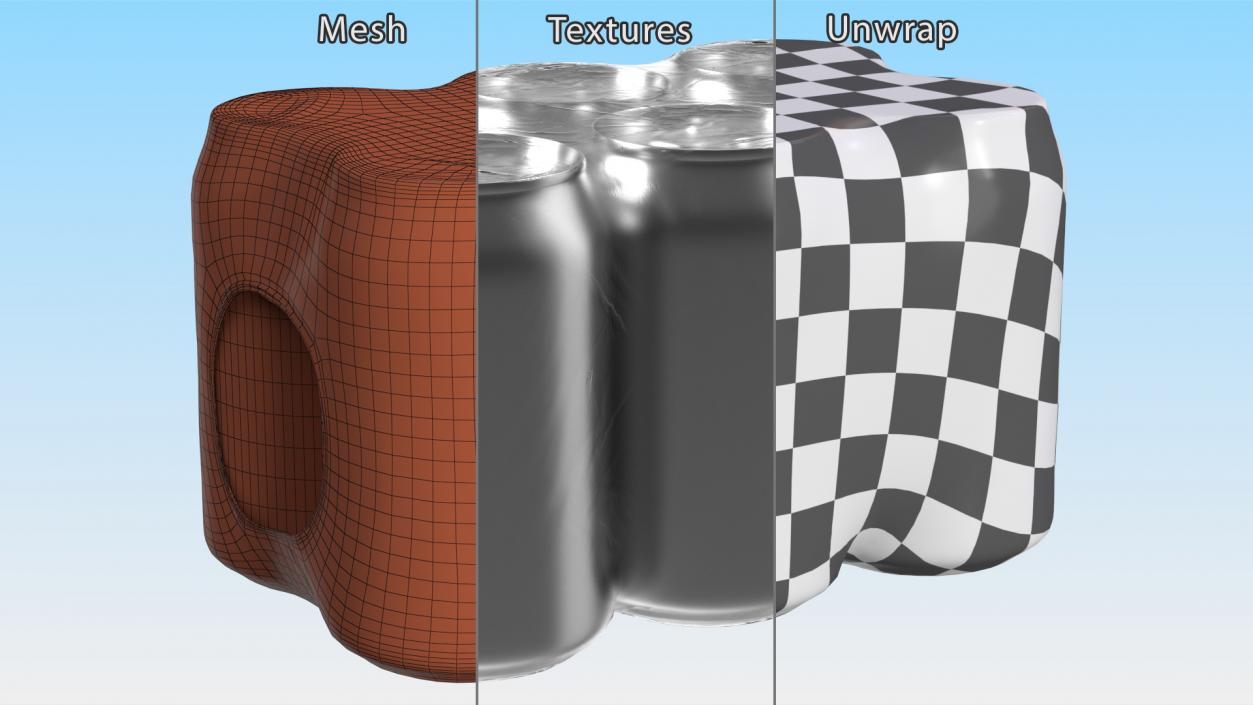 3D model 330ml 6psc Beverage Can Transparent Pack