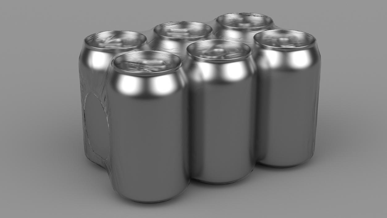 3D model 330ml 6psc Beverage Can Transparent Pack