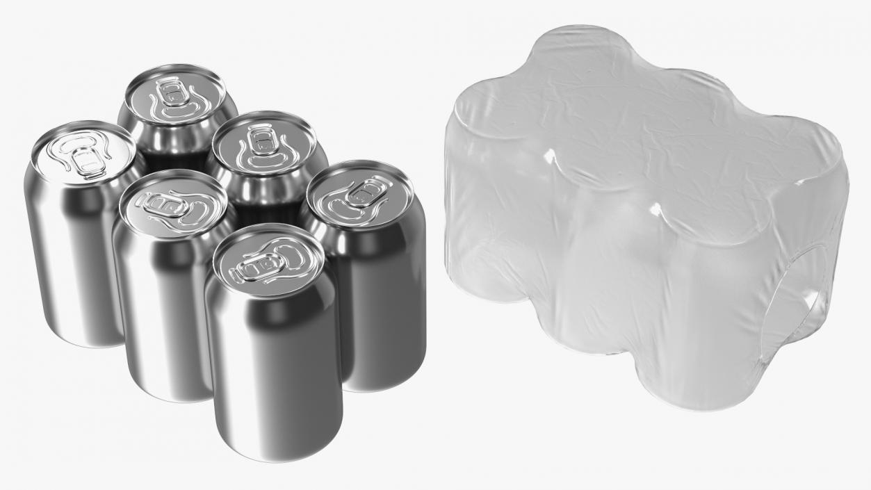 3D model 330ml 6psc Beverage Can Transparent Pack