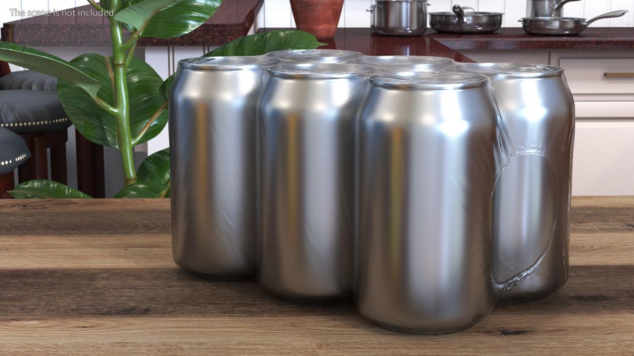 3D model 330ml 6psc Beverage Can Transparent Pack