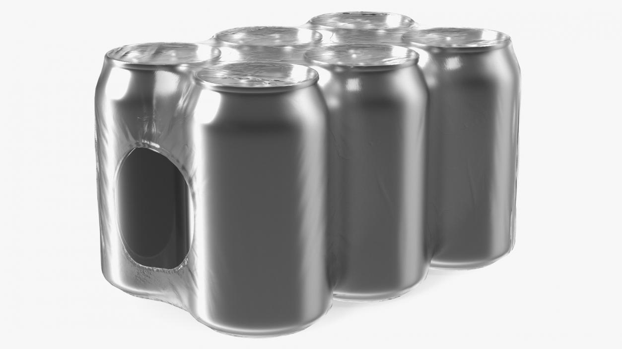 3D model 330ml 6psc Beverage Can Transparent Pack