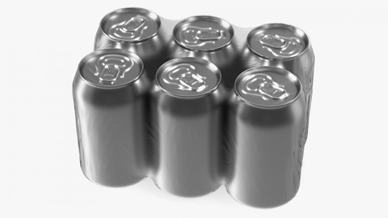 3D model 330ml 6psc Beverage Can Transparent Pack