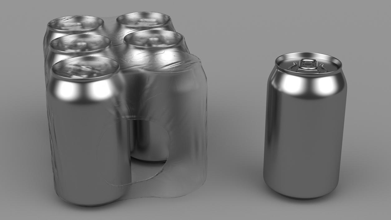 3D model 330ml 6psc Beverage Can Transparent Pack