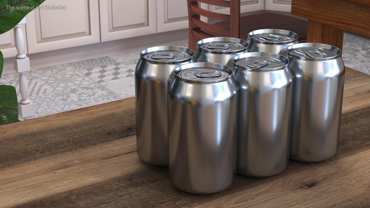 3D model 330ml 6psc Beverage Can Transparent Pack