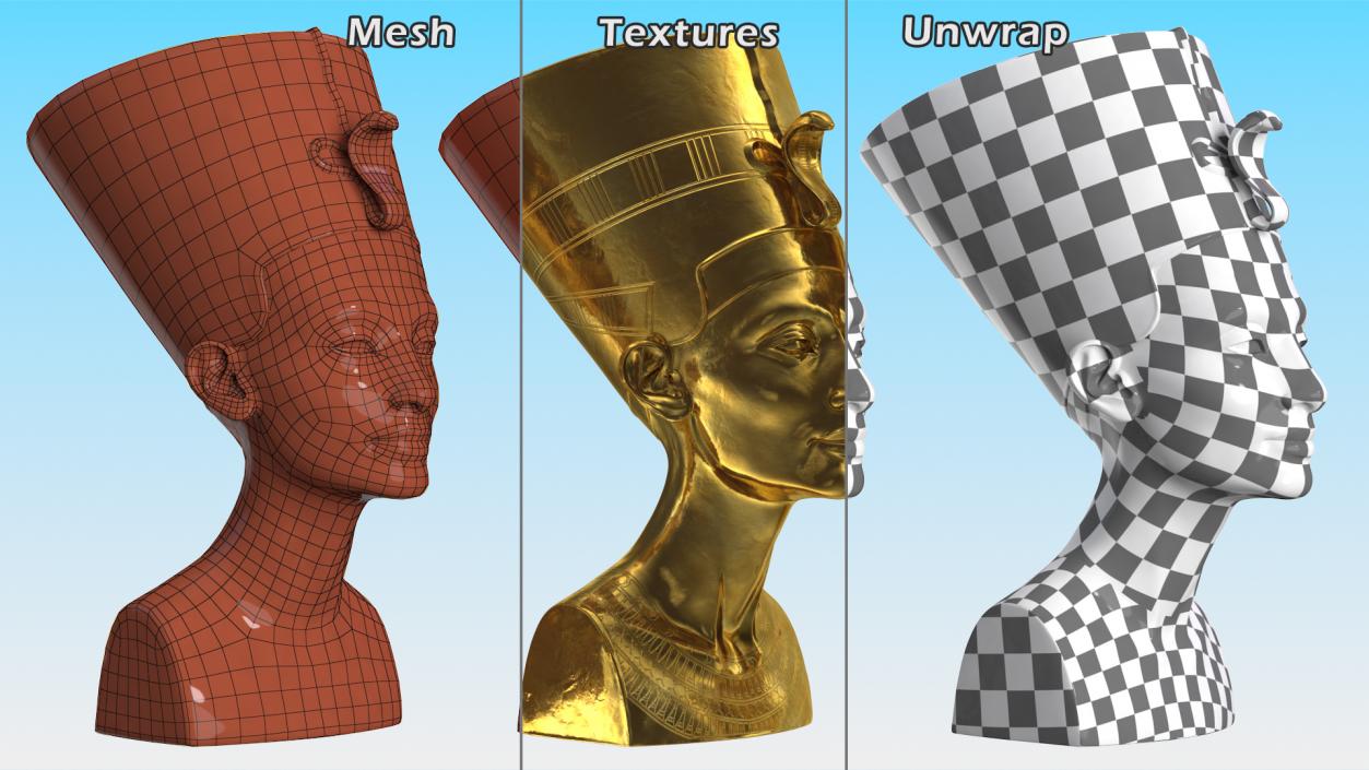 3D model Golden Bust of Queen Nefertiti