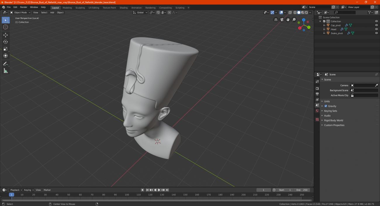 3D model Golden Bust of Queen Nefertiti