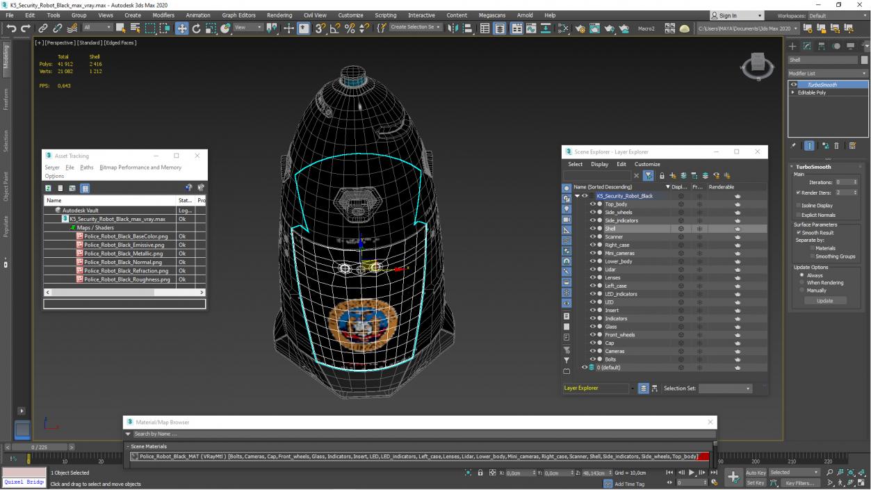 3D K5 Security Robot Black model