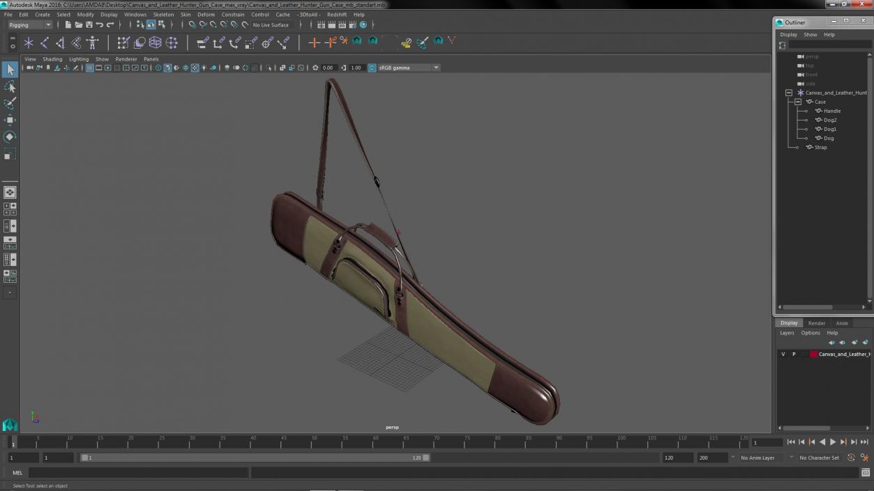 Canvas and Leather Hunter Gun Case 3D model